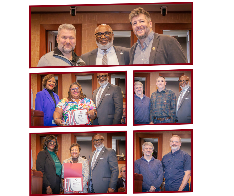 Employee recognition photos from meeting