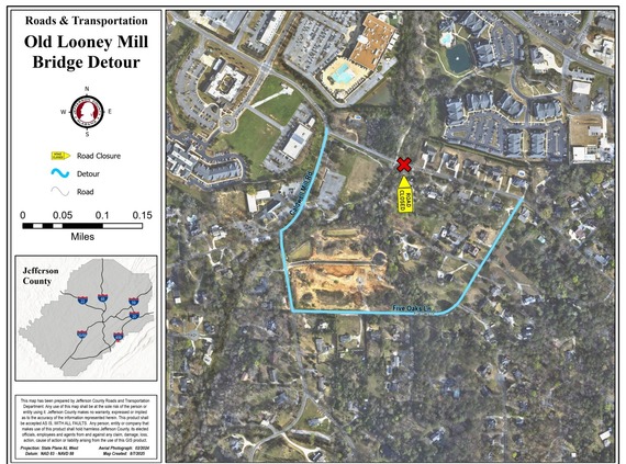 Old Looney Mill Bridge work detour
