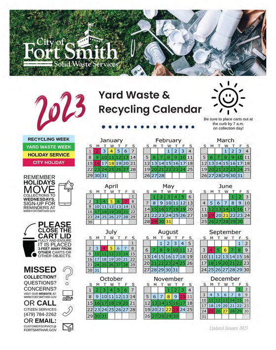 2023 Yard Waste & Recycling Calendar