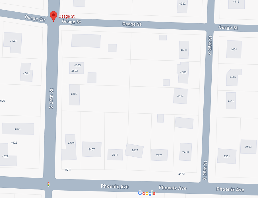 PHOENIX AVENUE FROM SOUTH 24TH STREET TO S 25TH, S 24TH FROM OSAGE TO PHOENIX