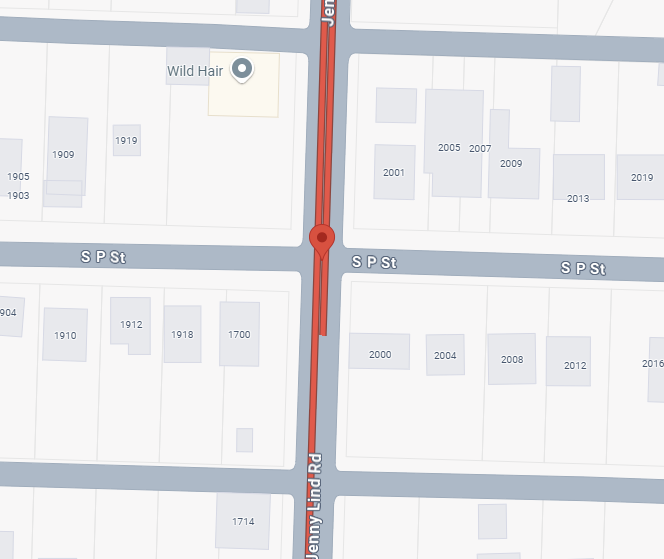 jenny lind road and south p street