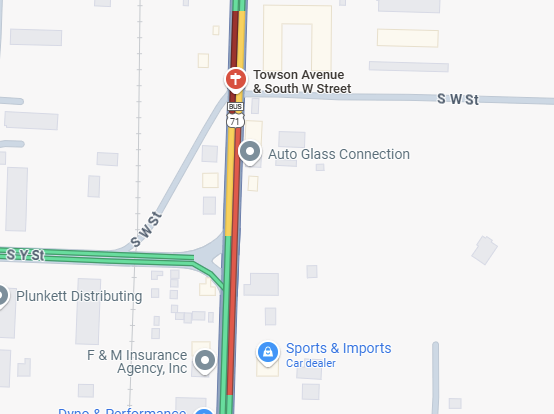 TRAFFIC ALERT VEHICLE-BUILDING ACCIDENT, TOWSON AVENUE AND SOUTH W/Y
