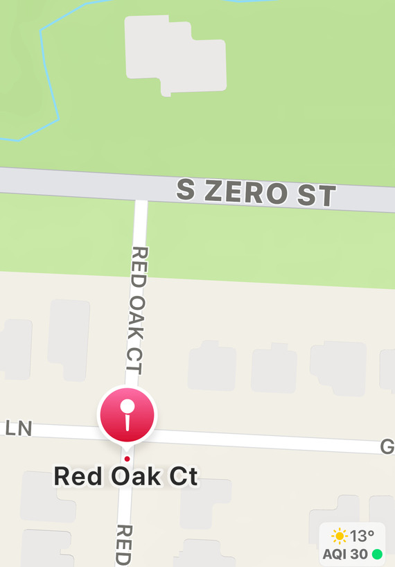 RED OAK CT AND SOUTH ZERO STREET