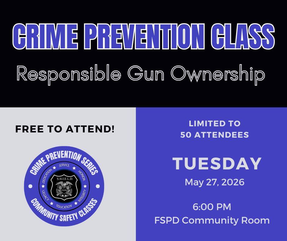 RESPONSIBLE GUN OWNERSHIP CRIME PREVENTION CLASS FLYER