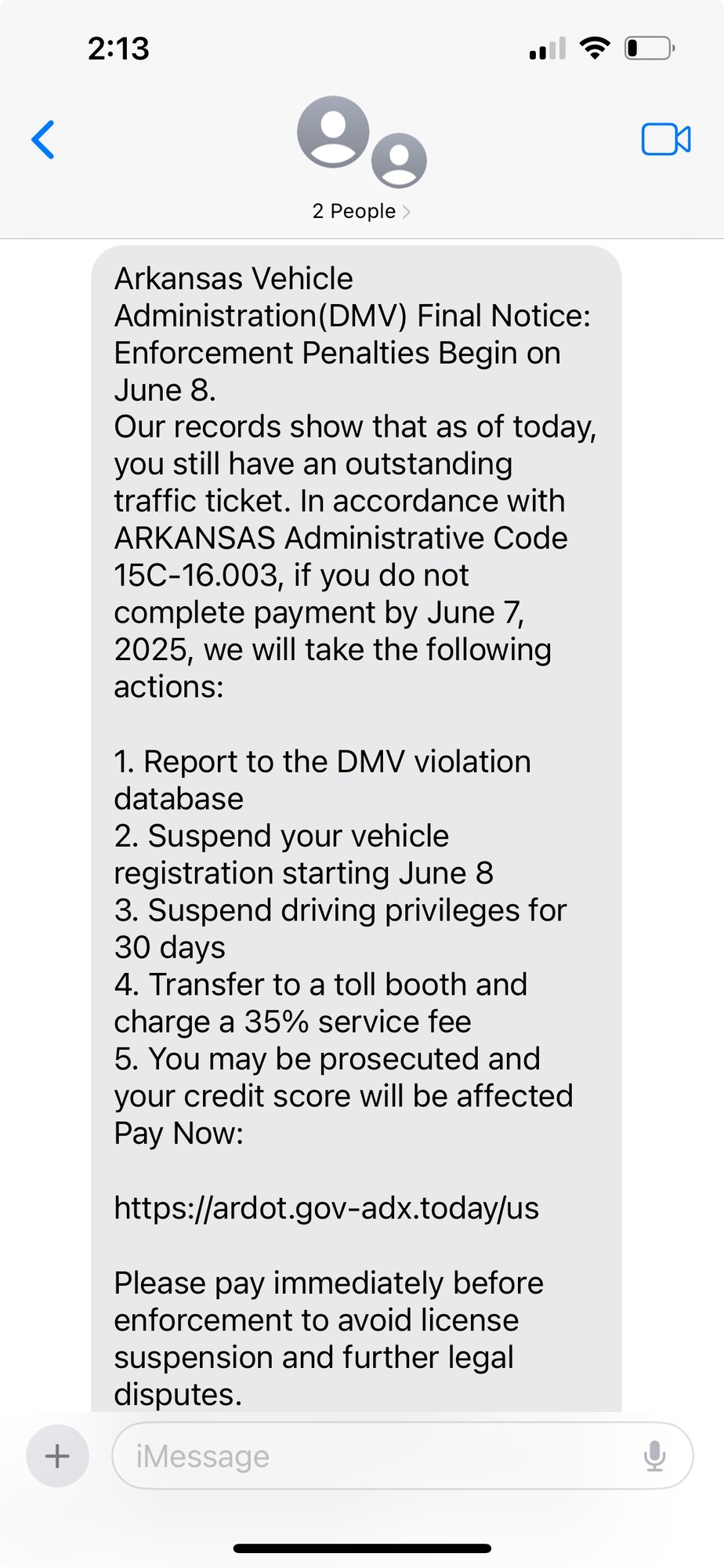 scam alert, false dmv messages