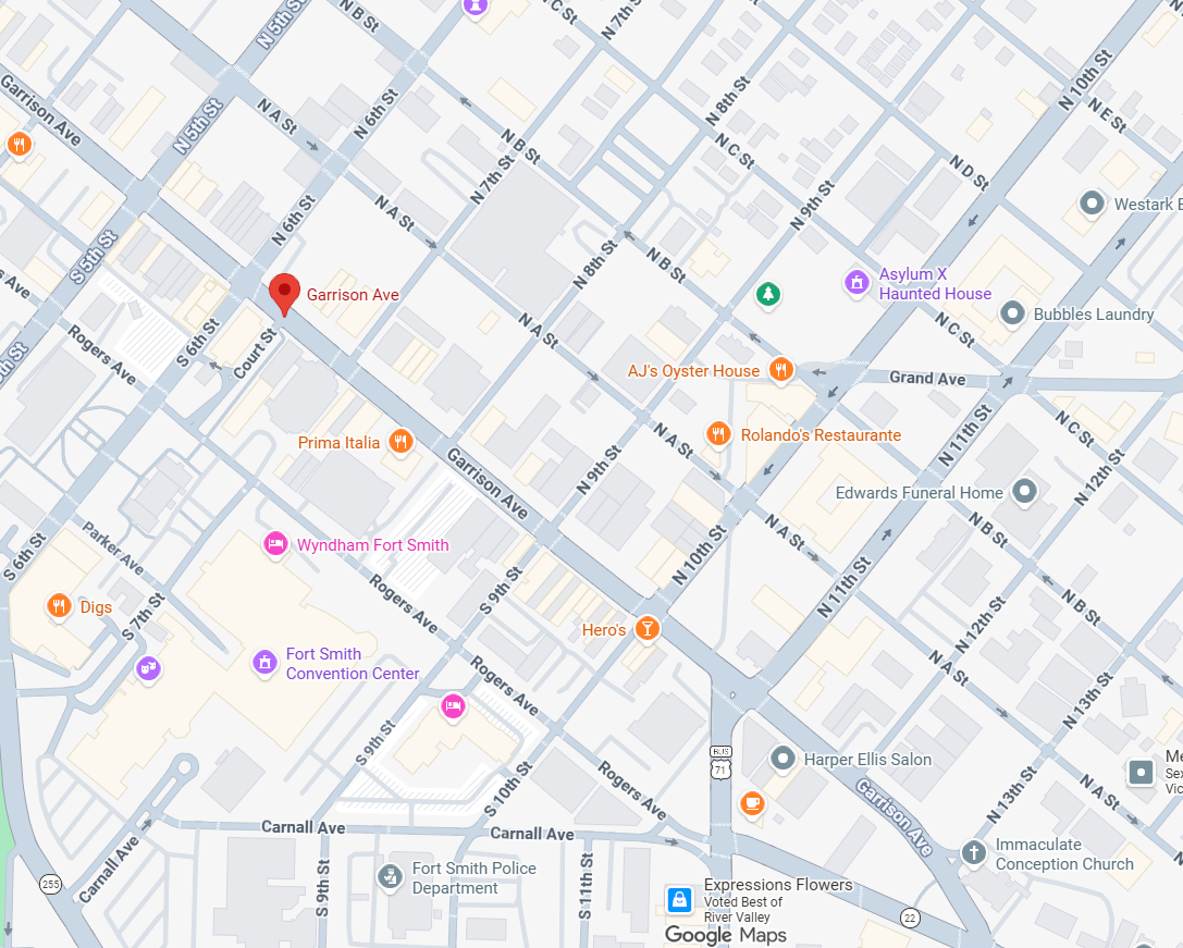Map image of Garrison Avenue and North 5th Street, the Steel Horse Rally location