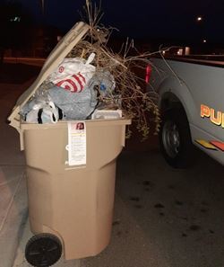 Overflowing trashcan 