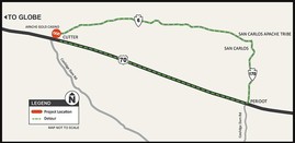 US 70 and BIA 6 detour route