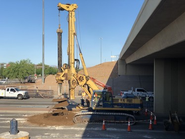 Drilling shafts near Loop 101 bridge over Seventh Street