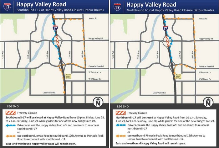 I17 and Happy Valley Rd detours