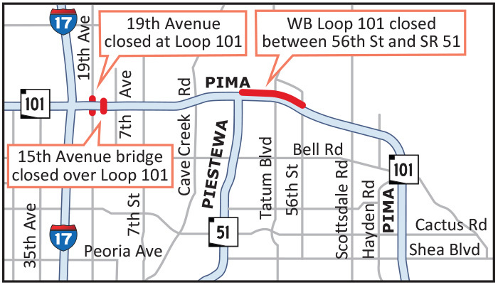 Weekend Closure Map for Aug. 2 - 8