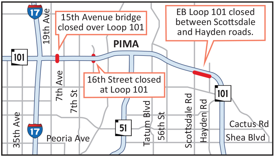 Weekend closure map Aug. 23-26, 2019