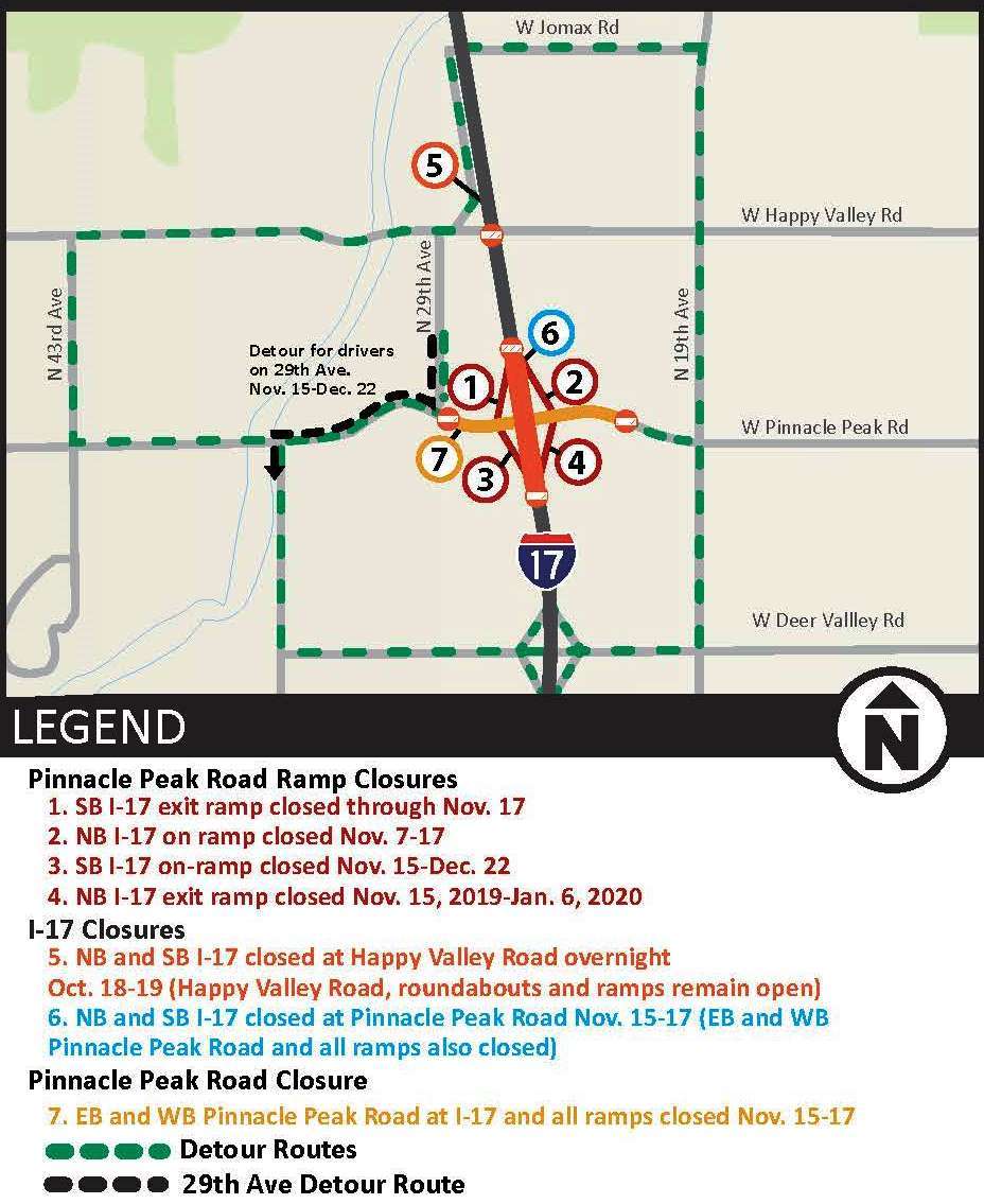 I-17 and Pinnacle Peak Road ramp closures