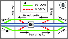 Loop 101 ramp closure map