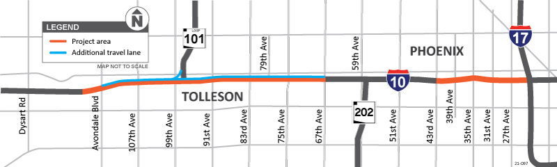 I-10, I-17 to Avondale Boulevard Pavement Improvement Project Map