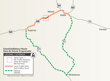 Map of US 60 detour
