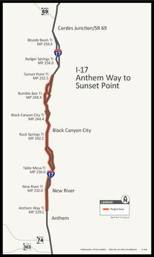 Map - I-17 new lanes planned north of metro-Phoenix area (ADOT - 2021)