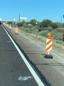 A shoulder closure marks an area of pre-construction work along I-17 near Anthem (ADOT photo 2022)