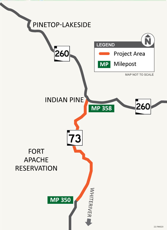 SR 73 narrowed to one lane only of alternating travel south of Pinetop ...