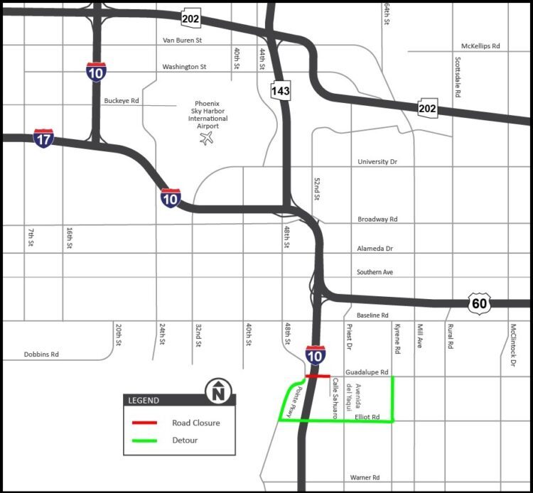 Guadalupe Road, including the bridge over Interstate 10, will be closed ...