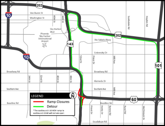 Plan for ramp closures in both directions on Interstate 10 and US 60 ...