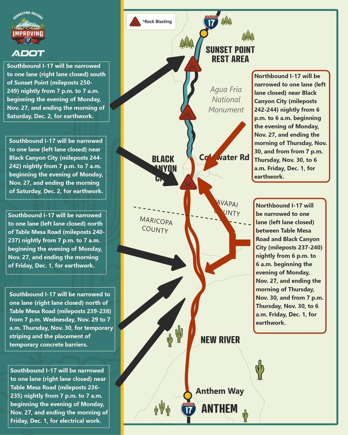 Drivers on Interstate 17 should plan for nightly lane restrictions and ...