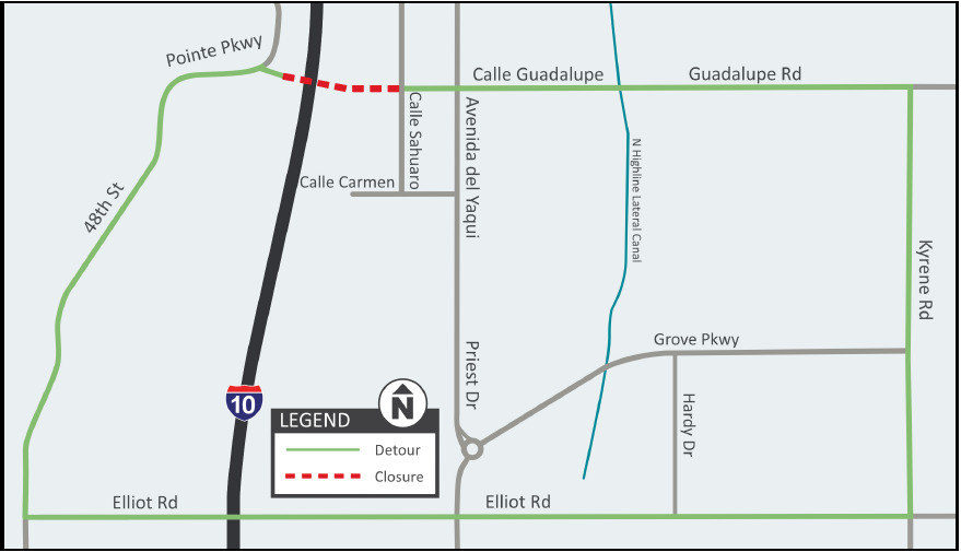 Guadalupe Road, including the bridge over Interstate 10, will be closed ...