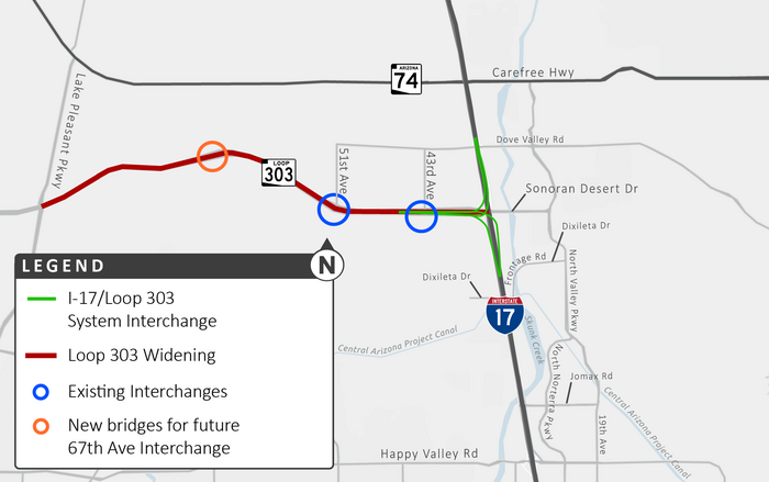 Loop 303, Lake Pleasant Pkwy to I-17 Project Map