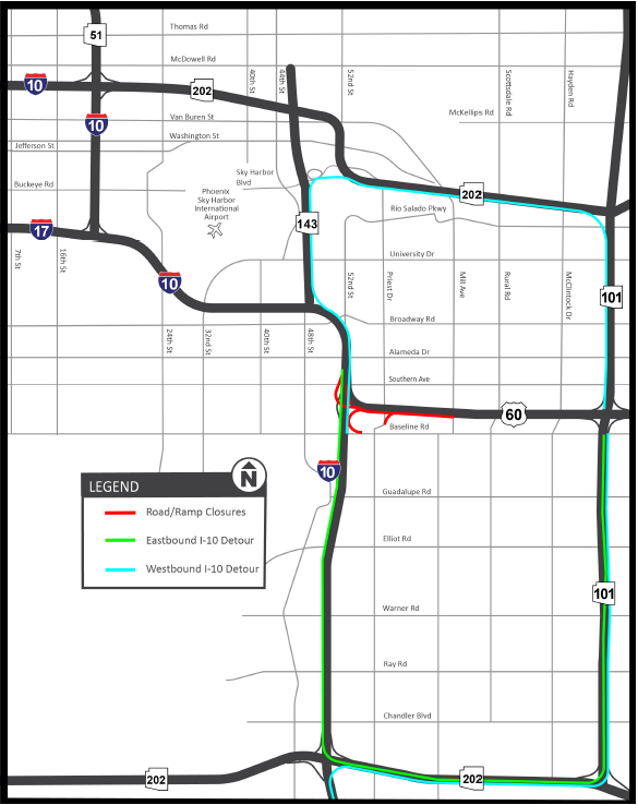 Eastbound US 60 to close between Interstate 10 and Mill Avenue (April ...