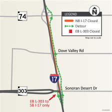 Detour map for I-17