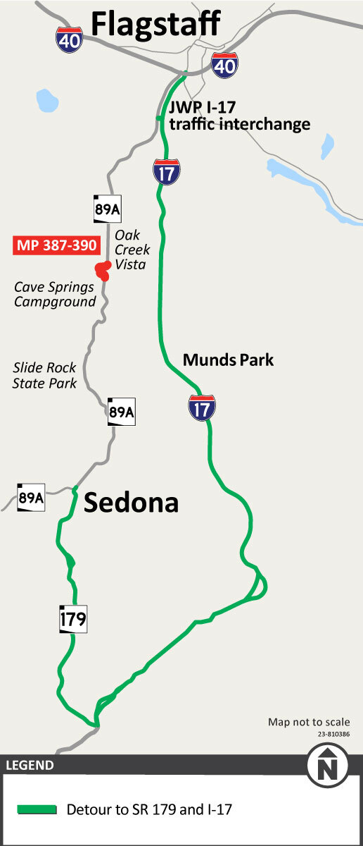 SR 89A closure map