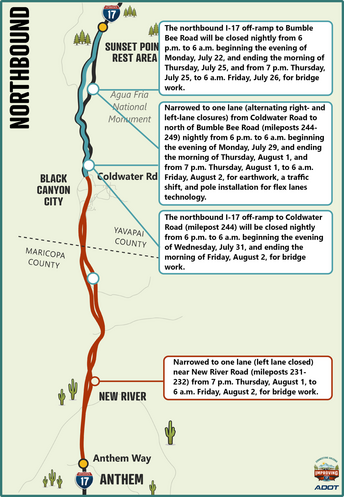 Northbound I-17 7/29-8/3