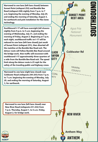 Southbound I-17 7/29-8/3