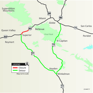 US 60 detour map