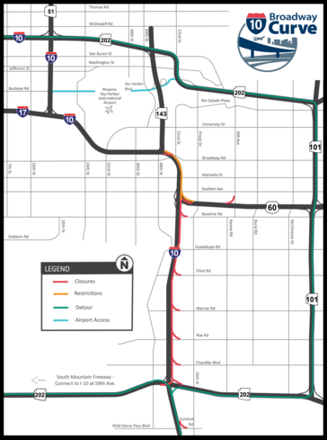 Westbound I-10 closure detours map