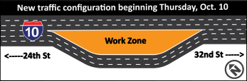 Southbound I-17 ramp to eastbound I-10 detour map