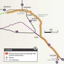 Phoenix-Tucson passenger rail study map