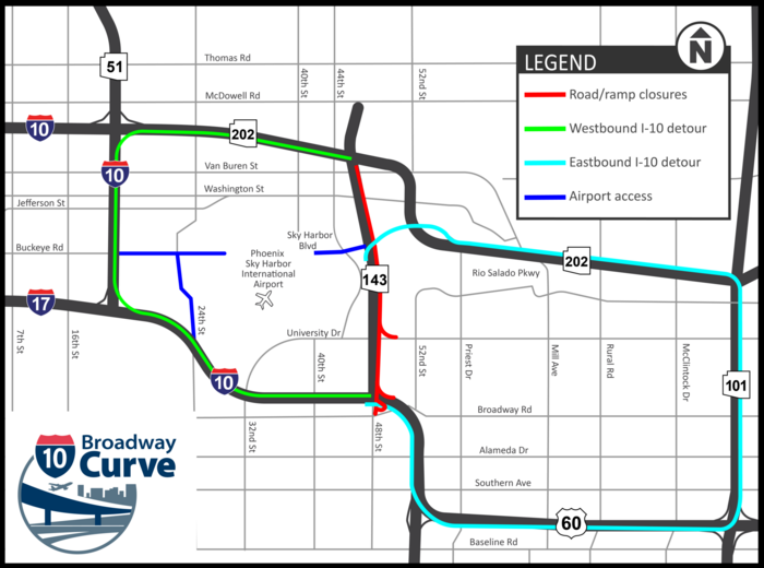 Northbound State Route 143 to close between Interstate 10 and Loop 202 ...
