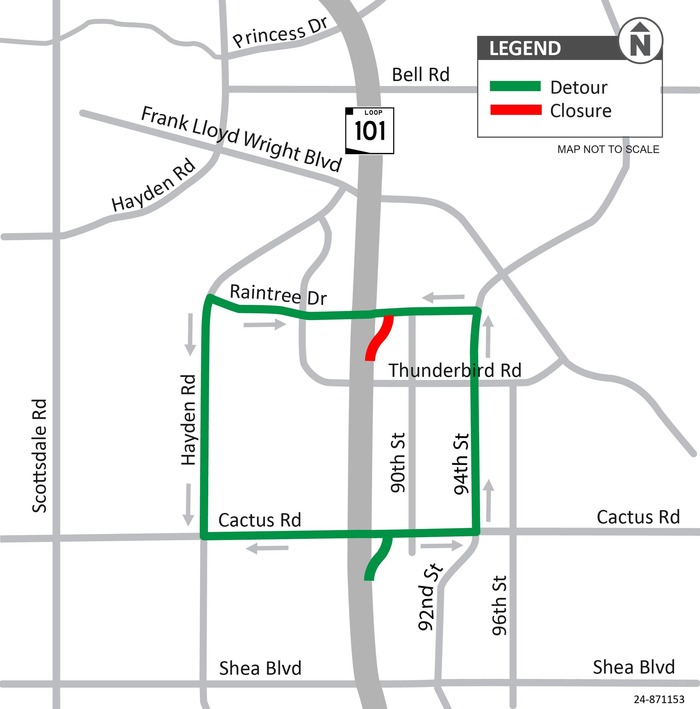 Map showing the closure and recommended detour