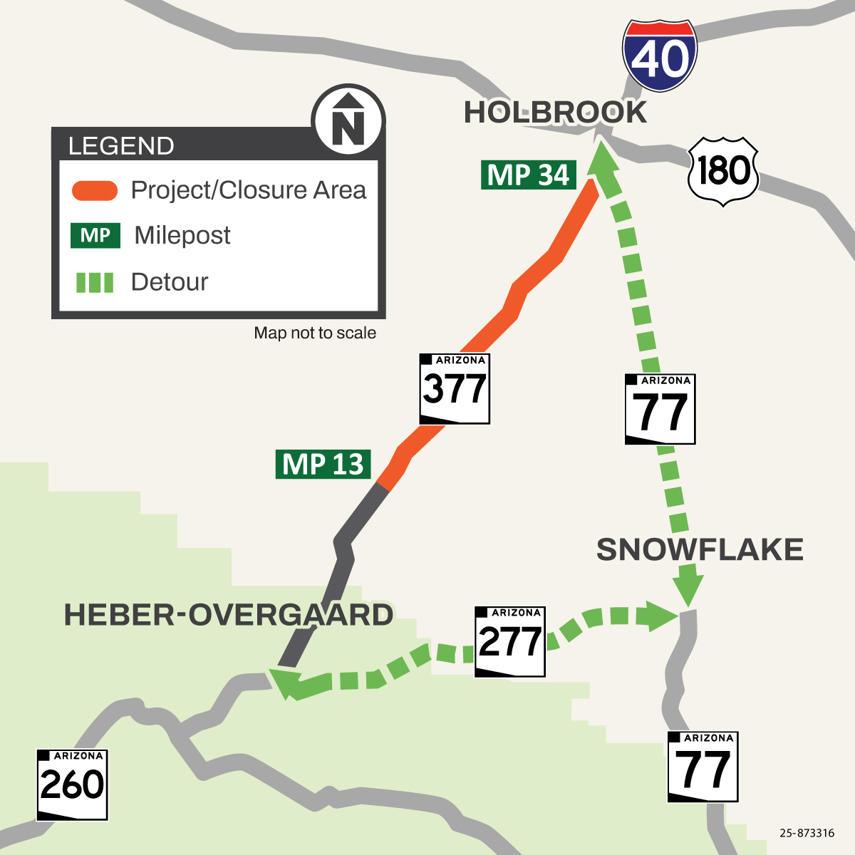 Expect daily full closures of SR 377 between Holbrook and Heber
