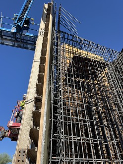 construction on the bridge abutment at the Loop 202 interchange at Lindsay Road