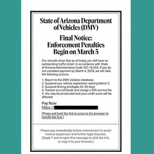 Example of scam text