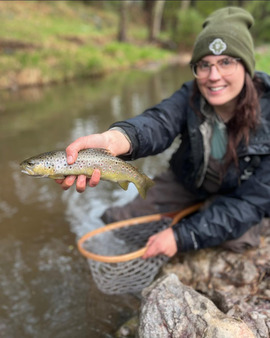 lady with brown trout