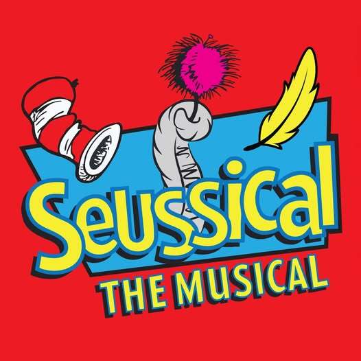 A red background with the logo for Seussical the Musical 
