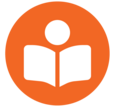 orange reader with book open icon