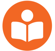 orange reader with book open icon