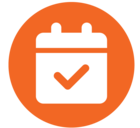 orange calendar with checkmark icon