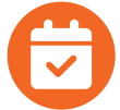 orange calendar with checkmark icon
