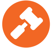 orange gavel judge justice law court icon