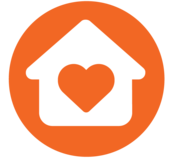  orange house heart home rent help icon